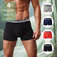 4-piece men's seasonal bamboo fiber breathable and comfortable underwear high-end casual boxer shorts sports cycling base shorts