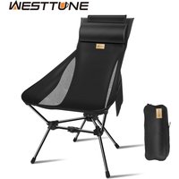 WESTTUNE Lightweight Folding High Back Camping Chair with Head Support Portable Compact Outdoor Travel Picnic Beach Longue Chair