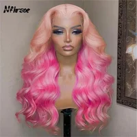 180% Density Ombre Pink Body Wave Cosplay Transparent 13x4 Lace Frontal Wigs 2026 Brazilian Human Hair Wig Hot Sale Beauty