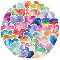 50PCS Cartoon Watercolor Love Heart-shaped Waterproof Graffiti Stickers for Helmet Bicycle Hand Account Pencil Case Decals