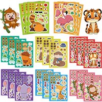 8Sheets Children DIY Puzzle Sticker Games Animals Make A Face Assemble Jigsaw Stickers Kids Educational Toys