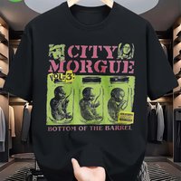 Men'S Retro Gothic Horror Graphic Tee City Morgue Volume 3 Bottom of The Barrel Loose Fit Heavy Metal Shirt