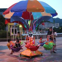 Portable Kids Amusement Park Ride Mini Electric Swing Carousel Merry Go Round Fish Theme Kids Flying Chair Rides