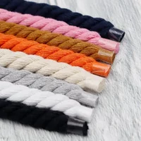 Halloween Christmas Cotton Shoelaces 8 Solid Color 8mm Wide Round Thick Rope Fall Winter Three-Strand Twisted Multiple Sizes