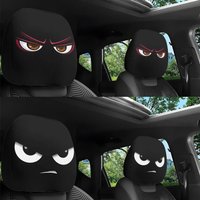2PCS Funny Angry Eyes Car Headrest Covers, Universal Elastic Stretch Headrest Protectors, Cute & Fun Auto Seat Accessories