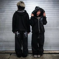 Neue Y2K Streetwear Jeans Amerikanische Straße Kleidung Herren Damen Harajuku Schädel Gerade Breite bein Hosen Hip-hop Casual Hoodie top