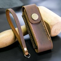 Hand-stitched Cowhide Case Leather Cover Scabbard For 58/84/91/111MM Tactics Folding Tool Shell Password Wigo happiest