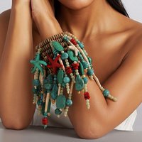 Statement Starfish Shell Element Retro Beads Bracelet Set Handmade for Women Girl