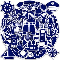50Pcs Blue Naval Theme PVC Sticker Aesthetic DIY Colored Decoration Scrapbooking Supplies Hand Accounting