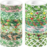 12Rolls Hawaii Tropical Leaves Washi Tape Set DIY Craft Handbook Tape Scrapbooking Material Masking Tape for Summer Party