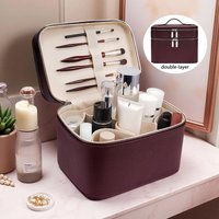 Double Layered Portable Professional Makeup Bag Skincare Tool Pack Beauty Eyelash PU Storage Box Multi Partition Cosmetic Bag