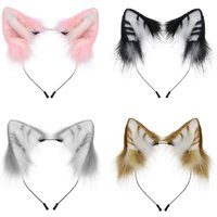 Animal Fox Cat Dog Ears Headband Handmade Faux fur Headwear Parties Cosplay Headpiece