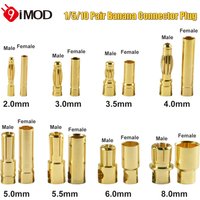 9IMOD 1/5/10Pair RC Bullet Connectors 2/3/3.5/4.0/5/5.5/6/8mm Male Female Banana Bullet Connector Plug Gold-plated Adapter