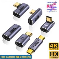 90 Degree USB C Converter Thunderbolt Type C Adapter Female to Male Right Angle Elbow USBC Earphone Audio Data Charge Extender