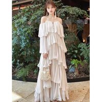 Summer Sakura Long Dress Women's Lace Halter Neck Gown Vacation Style mid High Waist Soft Fabric Medium Stretch Winter Season