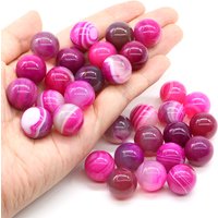 5PCS/Set 16mm Mini Ball Natural Stones Pink Striped Agate Round Sphere Crystal Healing Quartz Energy Chakra Globe Beads Specimen