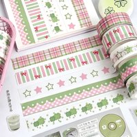 5pcs Basic Grid Clover Bow Decor Tape Cute Cartoon Creative Washi Tape School Stationery Stickers