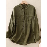 Women Long Sleeve Casual Shirt New Arrival 2023 Autumn Vintage Style Solid Color All-match Loose Female Cotton Tops Shirts B2936