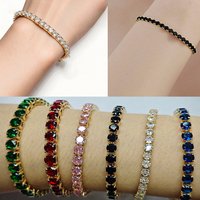 Monaco S-Clasp 4Mm/5Mm Colored Bracelet, Pink Cubic Zirconia Chain for Women's Date Wear