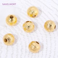 3/5/6/8mm Brass Beads Separator 18K Gold Plated Frosted Spacer Beads,Round Loose Beads,Supplies For Jewelry,DIY Accessories