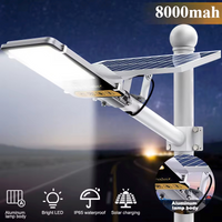 En aluminium 8000 mah haute puissance lumière solaire extérieure lampadaire solaire étanche réverbère pour Garage jardin terrasse applique murale
