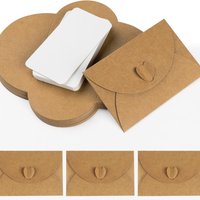 20-100pcs Brown Kraft Gift Envelopes With Blank White Cards, Heart Clasp Invitation Envelopes For Love Letters DIY Cards Wedding