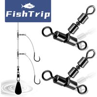 FishTrip 15-30Pcs Cross Line Swivel 3-way Swivel Heavy-Duty Rolling T Swivel Rig Swivel Preventing Twists and Tangles