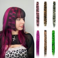2/10PCS/set 12inch Leopard-Print Zebra-Print Hair Extensions clip in hair tinsel Synthetic Wig Colorful Clip in Hiarpiece