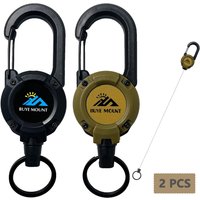2-Pack Heavy Duty Retractable Keychain, Tactical ID Badge Reel with 22.8" Steel Cord, Carabiner Badge Holder