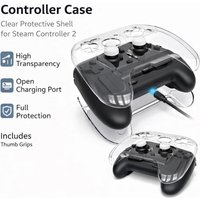 Transparent Crystal Case For Steam Controller 2 Includes Joystick Caps Anti-Scratch Shockproof Shell Accessories