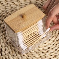 1pc Clear Cotton Swabs Storage Holder Dispenser, Cotton Pads Holder with Lids, Bathroom Storage Container Organizer Art Supplies