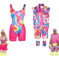 Movie Ken Cosplay Costumes 80s 90s Workout Outfit Party Clothing for Adult Mens Include Hat Top Shirt Short