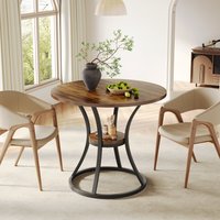 Tribesigns Table à manger ronde pour 4, table de salle à manger circulaire en bois avec étagère de rangement, tables à manger à 2 niveaux, table de bistro pour L