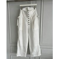 TOP-YAMAMOTO design original taille haute pantalon ample décontracté en lin noir et blanc pour hommes