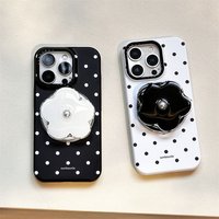 Simple Polka Dot Magnetic Phone Case For iPhone 17 Pro 14 15 16 Pro Max Cover with Magsafe Stand Cute Flower Holder Cases Funda
