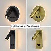 Hotel Rotatable Wall Lamp Black Bronze Wall Mounted Reading Lamp Modern Study Dual Switch Led 3W Wall Sconce Reading Spotlights