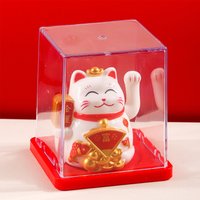 2inch Mini Lucky Cat Ornament Solar Powered Claws Movable Lucky Cat Decoration For Desk Table Counter Bring Fortune Ornaments