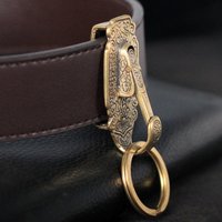 ✰✪1Pc Anti-Lost Vintage Metal Belt Buckle Portable Brass Keychain Buckles Retro Design Keyring Hook Chain DIY Accessories