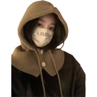 AliExpress WRELS Winter Knitted Hooded Scarf Hat Women Warm Ear Protection Cap Outdoor Cycling Cold-Proof Integrated Neck Warmer Fashion Hat