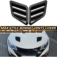 2X Engine Hood Vent For Honda Civic IX SI Type-R 2015-2017 Louvers Air Scoop Bonnet Vent Cover Air Intake Cover Glossy Black