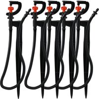Sprycle 5pcs 1/4" 360° Rotating Micro Watering Irrigation Sprinkler Sprayer 20cm Stake Barb Connector Lawn Farm Greenhouse Plant