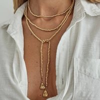Salircon New Irregular CCB Beaded Long Necklace for Women Hip-Hop Y-Shaped Pendant Choker Creative Clavicle Chain Jewelry Gifts