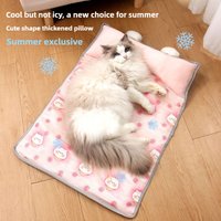 Dog's Nest Cat's Nest Summer Ice Silk Cold Mat Dog's Nest with Pillow Teddy Small Medium Sized Dog Bed Four Seasons Universal