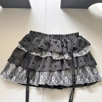 Y2k Harajuku Polka Dot Sweet Skirts Women Vintage Aesthetic High Waist Cake Mini Skirt Lace Patchwork Casual Bandage Kawaii Jupe