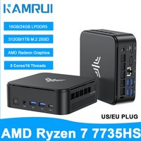 KAMRUI Mini Gaming PC AMD Ryzen 7 7735hs 16GB/24GB DDR4 1TB/512GB M.2 SSD Max 4.75GHz WiFi6 BT5.2 Win11pro for Desktop Computer