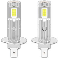 2Pcs H1 LED Car Headlight Bulbs H1 Led Canbus Fog Lights Fanless 1:1 Mini Size Wireless 6500K White Plug&Play Auto Lamps 12V 24V