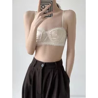 YUQI Girlish French Lace Bra Half Cup Wireless |Sexy Bralette | Lightweight Non Padded Summer Bra | Breathable Women's Underwear