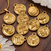 5Pcs Stainless Steel Gold Plated Twelve Constellations Charms Vintage Pendant Accessories DIY Necklace Jewelry Making Wholesale