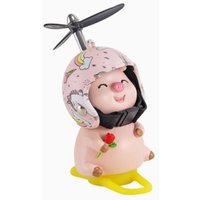 AliExpress NONE Pink Pig with Helmet Propeller Cute Little Wind-breaking Duck Road Bike Motor Helmet Riding Cycling Car Cute Ornament Decor