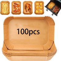 100 Rectangular Non-stick Paper Liners - Oil And Waterproof Parchment Paper For Cooking And Baking, Air Fryer Liners